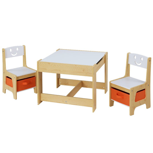 3PCS Kids Table and Chairs Set - Activity Desk with Chalkboard and Storage Box - MiniMansion.com.au