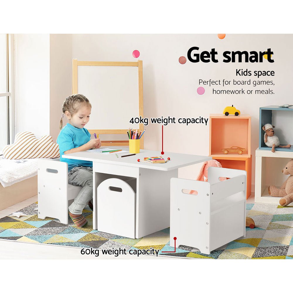 3PCS Kids Table and Chairs Set - Storage Toys Play Activity Desk - MiniMansion.com.au