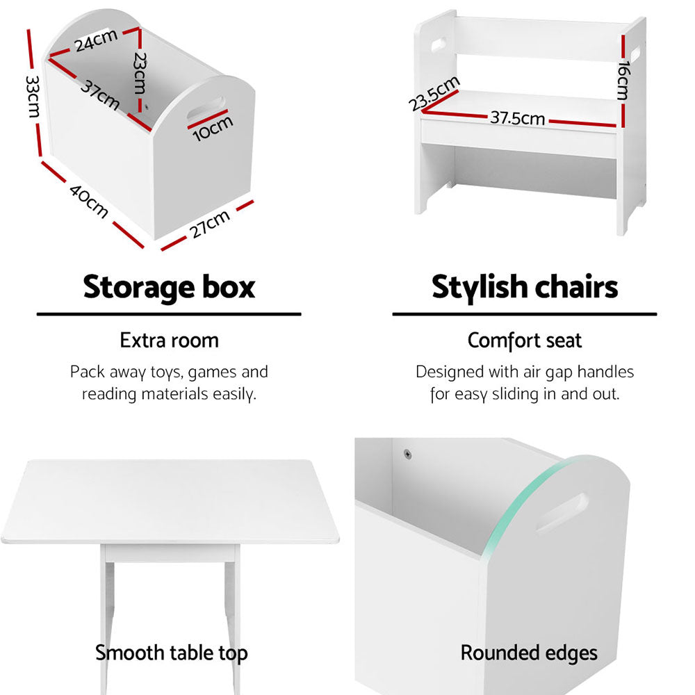 3PCS Kids Table and Chairs Set - Storage Toys Play Activity Desk - MiniMansion.com.au