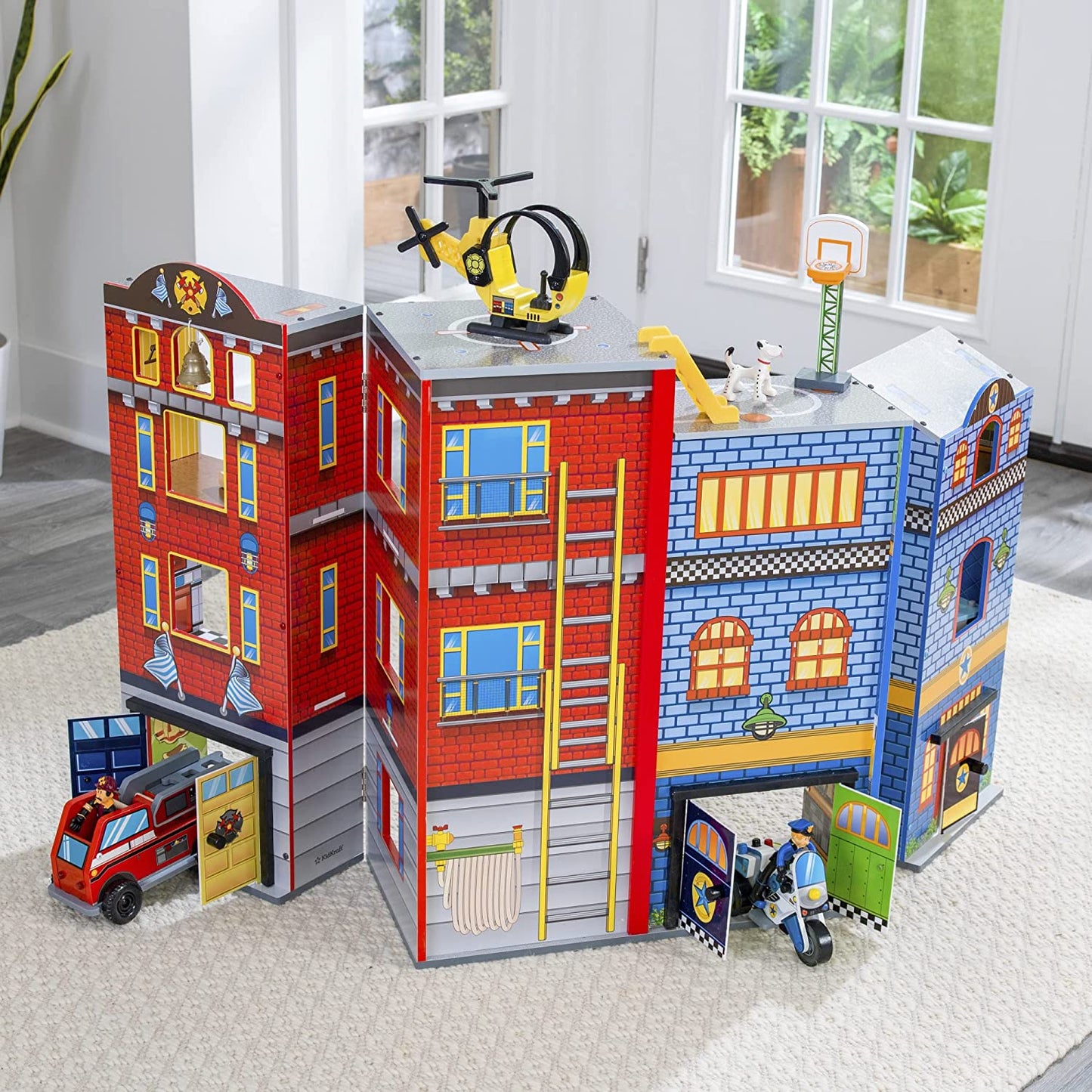 Everyday Heroes Wooden Play Set – 3-Story Foldable Fun with 35 Accessories