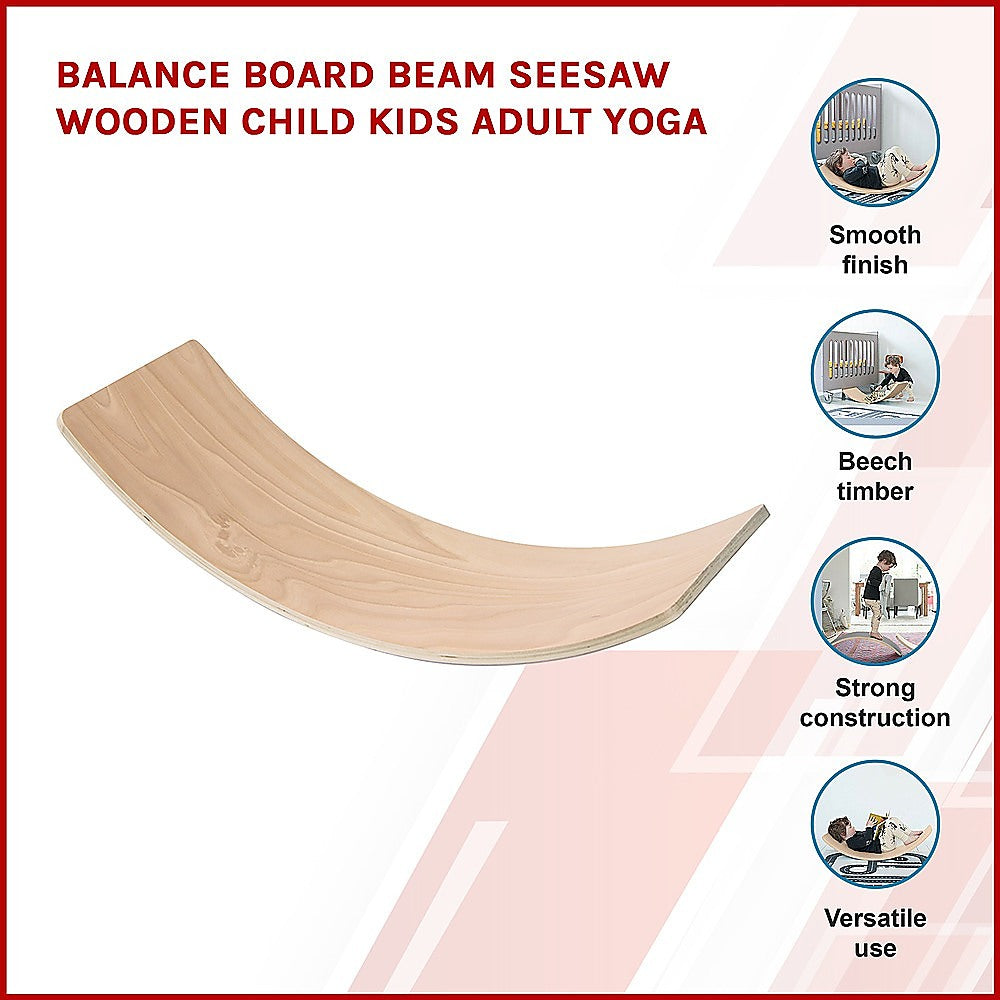 Wooden Balance Board Beam & Seesaw – Perfect for Kids, Adults, and Yoga