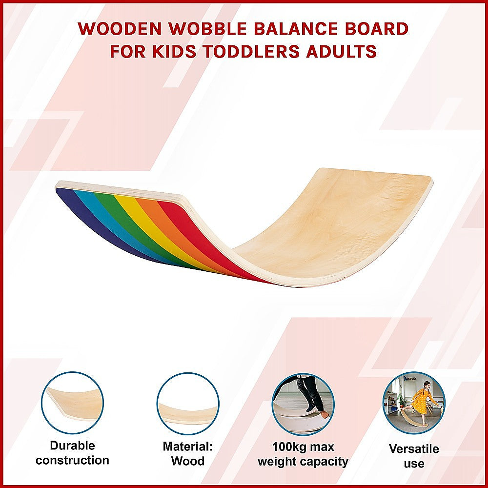 Wooden Wobble Balance Board – Multi-Use for Kids, Toddlers, and Adults